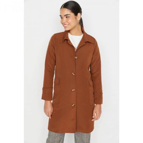 Trendyol Brown Oversize Mono Closure Trench Coat
