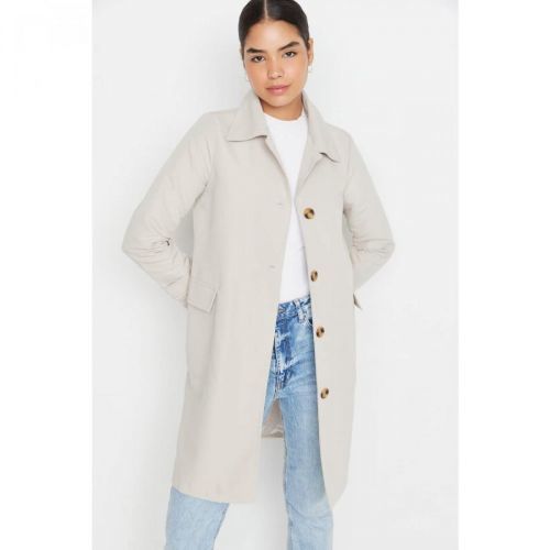 Trendyol Stone Oversize Mono Closed Trench Coat