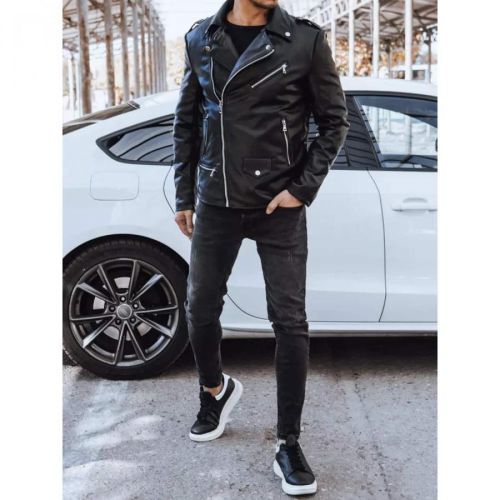 Black men's leather jacket Dstreet TX4276