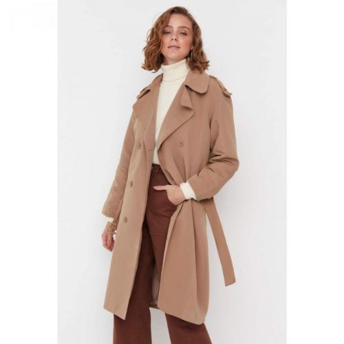 Trendyol Mink Oversize Belted Trench Coat