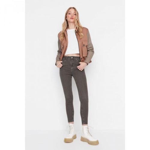 Trendyol Anthracite High Waist Skinny Jeans