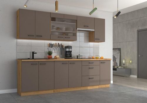 Kuchyňská linka Bolonia lanýž/artisan 260 cm s pracovní deskou