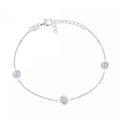 Brilio Silver Půvabný stříbrný náramek se syntetickými opály BRC40WP