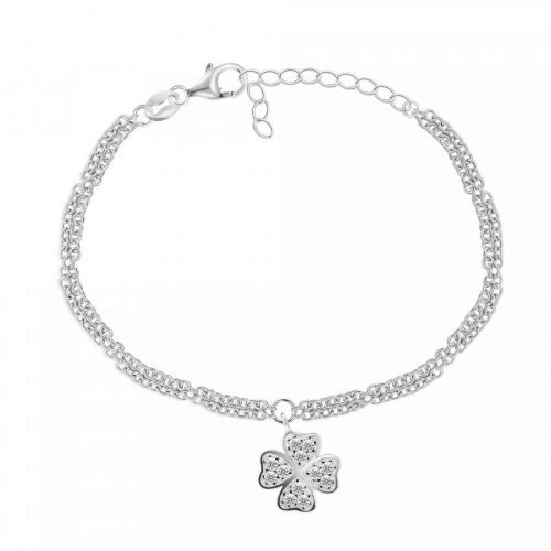 Brilio Silver Nádherný stříbrný náramek se zirkony Čtyřlístek BRC45W