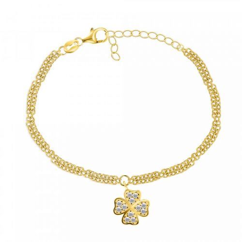 Brilio Silver Nádherný stříbrný náramek se zirkony Čtyřlístek BRC45Y