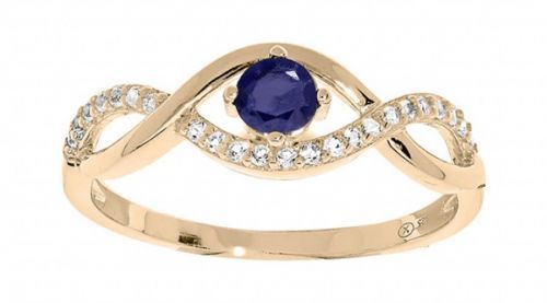 Troli Půvabný pozlacený prsten s modrým zirkonem PO/SR00716N 50 mm