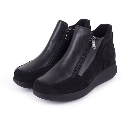 Vlnka Dámské kožené kotníkové boty na zip Marika - černá