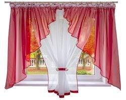 Hotová voálová záclona bílo bordová 400 x 150cm