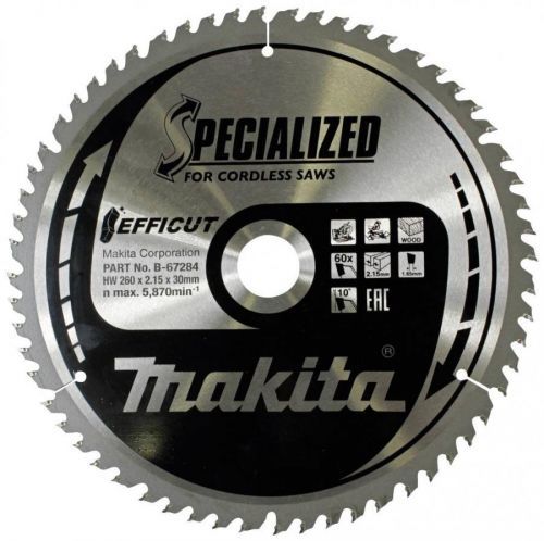 Makita  B-67284 pilový kotouč   260 x 30 x 2.15 mm Počet zubů (na palec): 60 1 ks