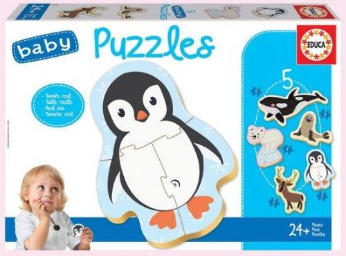 EDUCA Baby puzzle Polární zvířata 5v1 (3-5 dílků)