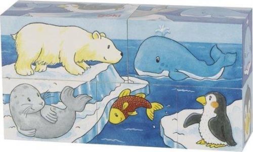 GOKI Dřevěné kostky Safari a Arktida, 5 kostek