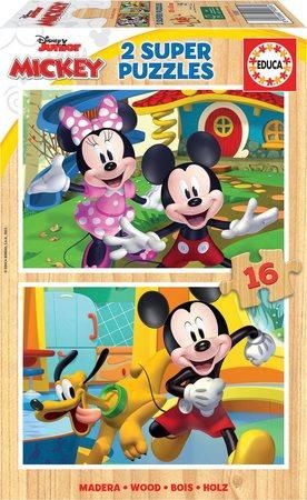 EDUCA Dřevěné puzzle Mickey a Minnie 2x16 dílků