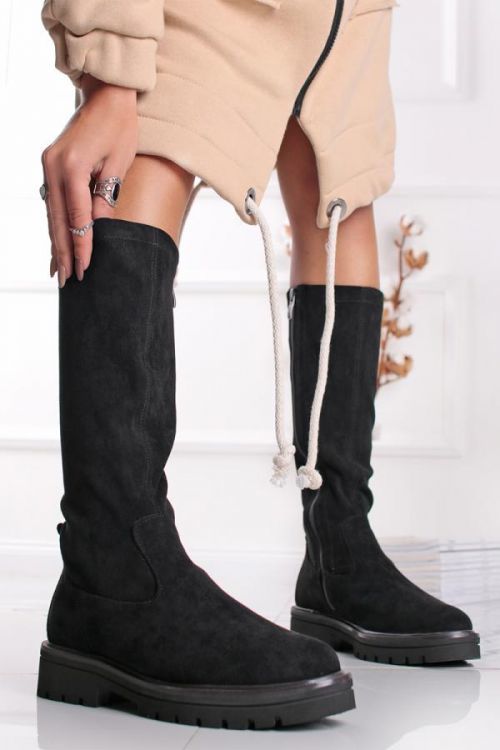 Černé vysoké kozačky 9-25607