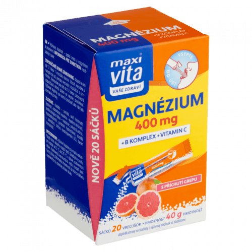 Maxi Vita Vaše Zdraví Magnézium 400 mg + B komplex + vitamin C s příchutí grepu 20 sáčků 40g