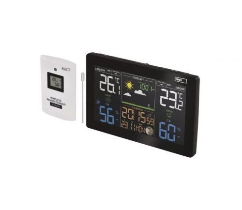 Bezdrátová meteostanice s budíkem 3xAAA černá