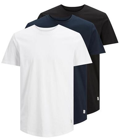 Jack&Jones 3 PACK - pánské triko JJENOA 12191765 White 1White 1Black 1Navy L