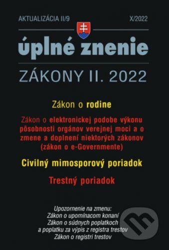 Aktualizácia II/9 / 2022 - e-Government a Civulný mimosporový poriadok - Poradca s.r.o.