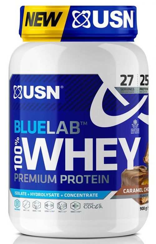 Proteinové prášky USN BlueLab 100% Whey Premium Protein čokoláda s karamelem 908g