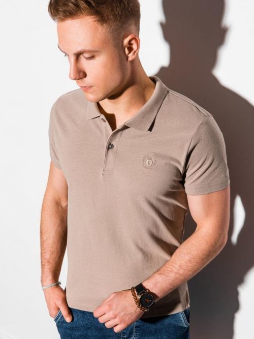 Ombre Clothing Pánské basic polo tričko Douglas světle hnědá S1374