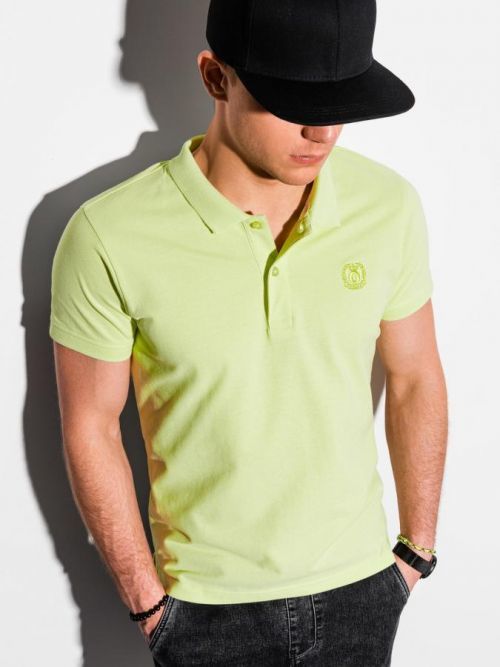 Ombre Clothing Pánské basic polo tričko Douglas limetkově zelená S1374