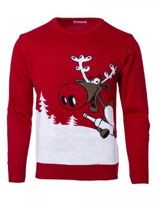 Vánoční svetr se sobem Drunk Reindeer červenýVánoční svetr se sobem Drunk Reindeer červený XS