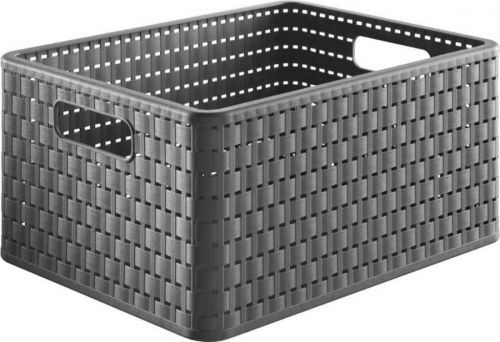 Tmavě šedý úložný košík z recyklovaného plastu Country - Rotho
