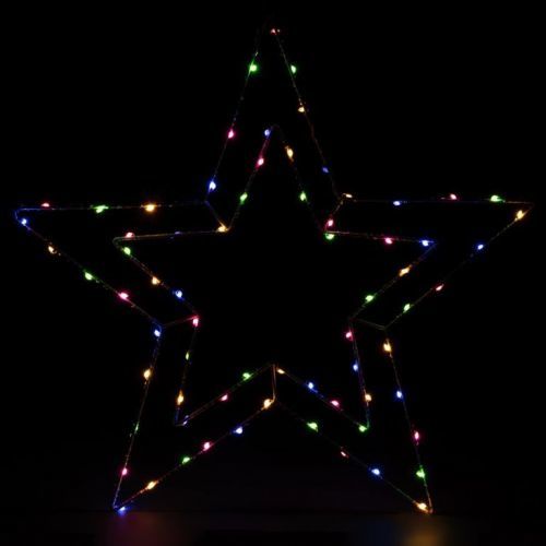 NEXOS Vánoční LED dekorace stříbrná hvězda, 50 cm, barevná