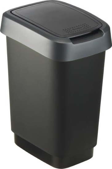 Odpadkový koš z recyklovaného plastu ve stříbrno-černé barvě 10 l Twist - Rotho