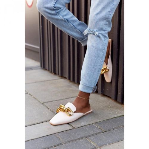 Women's Slippers With Chain Beige Call On Me