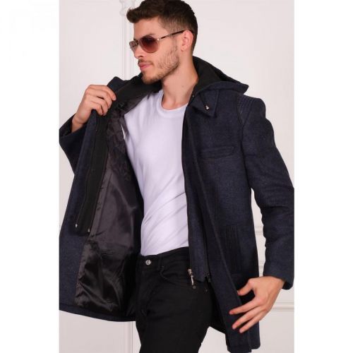 PLT8335 DEWBERRY MEN'S COAT-DIAGONAL BLACK-BLUE