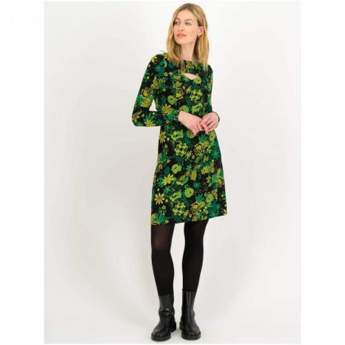 Černo-zelené dámské květované šaty s průstřihem Blutsgeschwister Petite R - Dámské