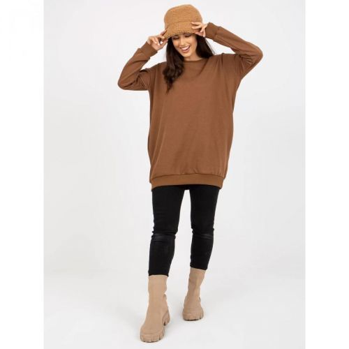 Basic brown long sweatshirt without a hood