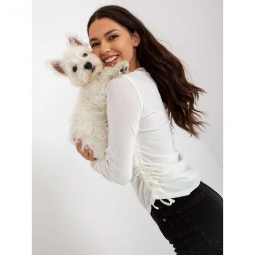 Ecru women's velor blouse with welts