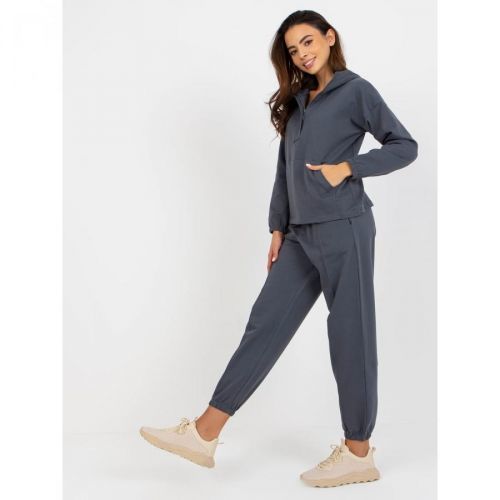 Graphite smooth cotton pajamas with a hood