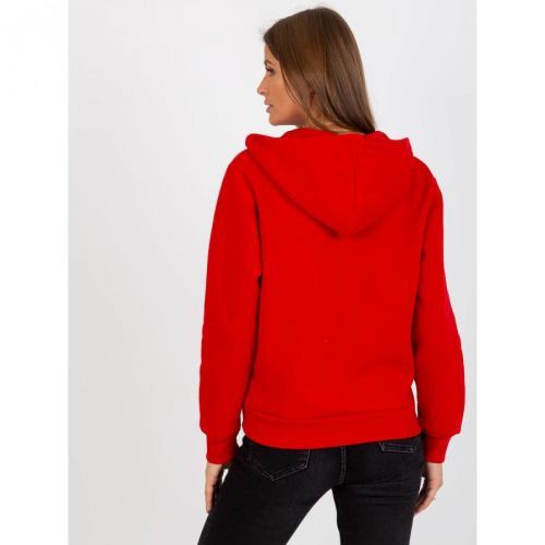 RUE PARIS red zipped basic sweatshirt with hood