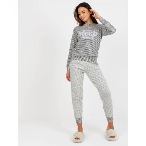 Gray two-piece pajamas with patches