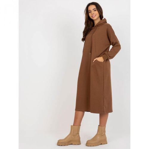 Basic brown oversized sweatshirt dress