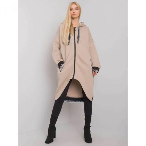 Women's beige sweatshirt with zip fastening