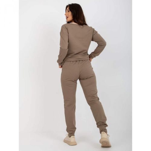Dark beige women's casual set with a neckline