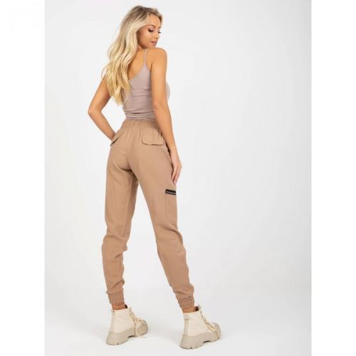 ZULUNA camel cargo pants with pockets