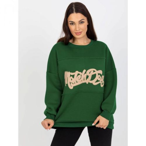 Dark green sweatshirt without a hood with patches