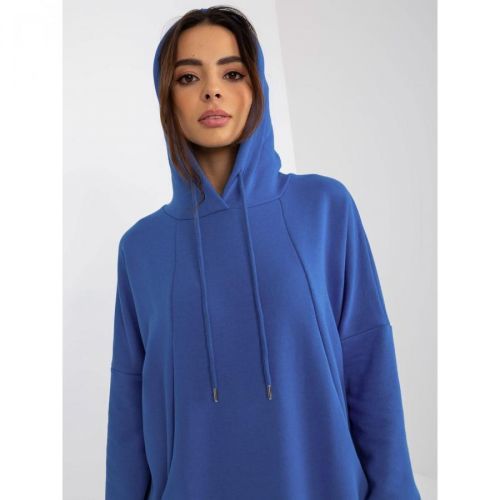 Basic dark blue midi sporty dress with a hood