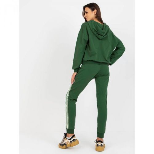 Dark green women's casual set with a V-neckline