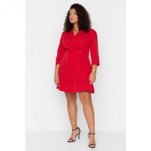 Trendyol Curve Red Woven Jacket Dress