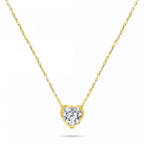 Brilio Silver Blyštivý pozlacený náhrdelník se třpytivým srdíčkem NCL69Y