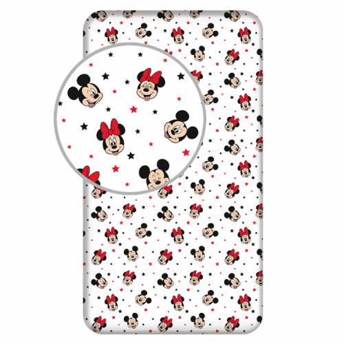 Jerry Fabrics Bavlněné napínací prostěradlo 90x200 + 25 cm -  Mickey and Minnie 