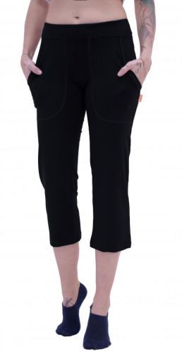 3/4 elastické kalhoty Brazil dámské černé nakládané kapsy