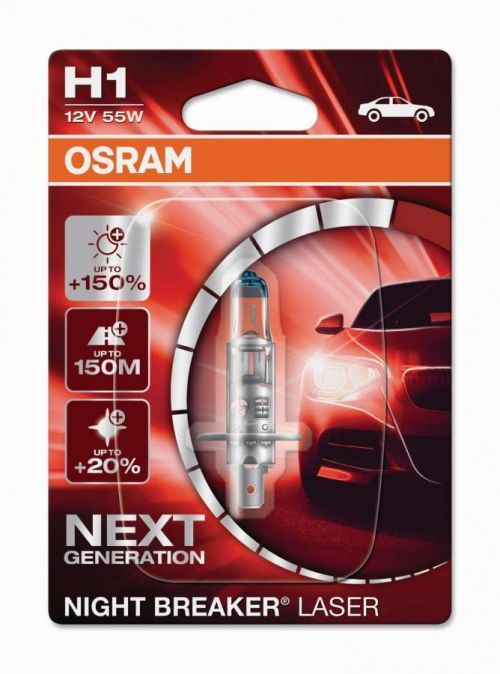 OSRAM H1 12V 55W P14,5s NIGHT BREAKER LASER plus 150procent více světla 1ks 64150NL-01B 4062172114936