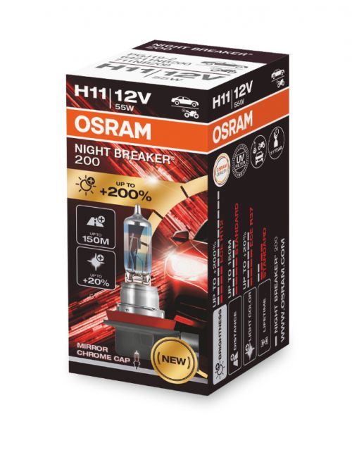 OSRAM H11 12V 55W PGJ19-2 NIGHT BREAKER 200 plus 200procent 1ks 64211NB200 4062172308236