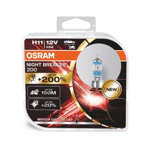 OSRAM H11 12V 55W PGJ19-2 NIGHT BREAKER 200 plus 200procent 2ks 64211NB200-HCB 4062172308212